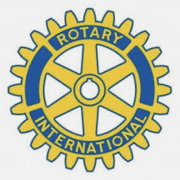logo for rotary internationa, a blue and golden yellow gear